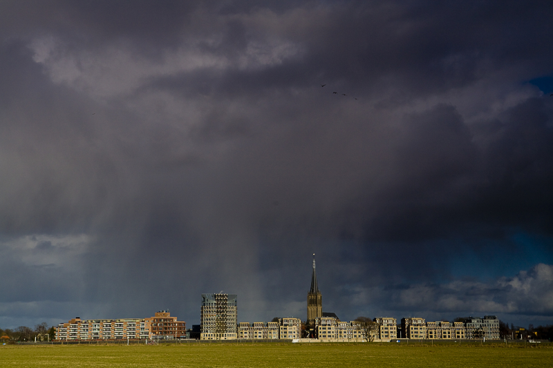 Gezicht op Doesburg vanaf de Middelwaard, Ellecom.
